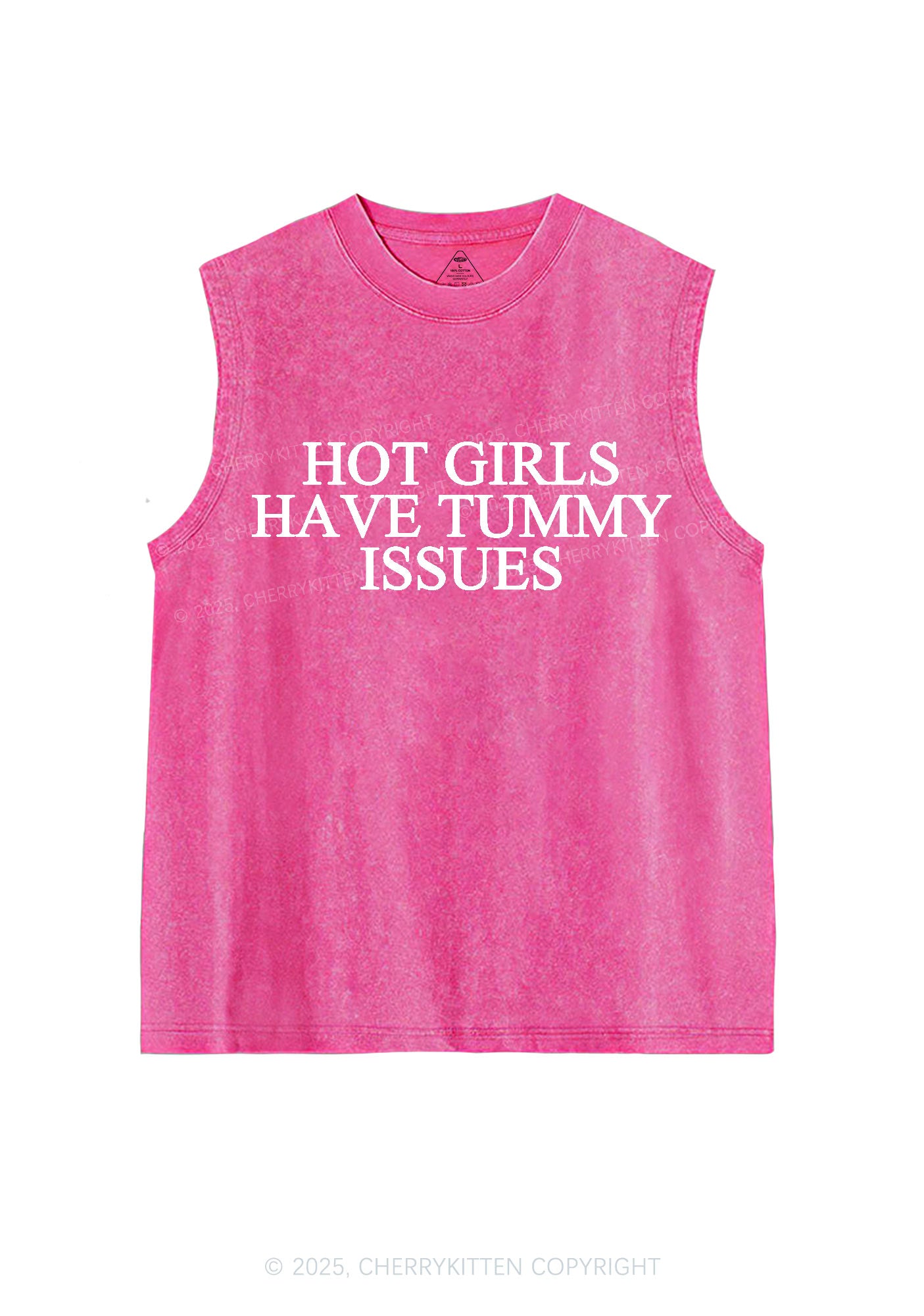 Hot Girls Have Tummy Issues Y2K Washed Tank Cherrykitten