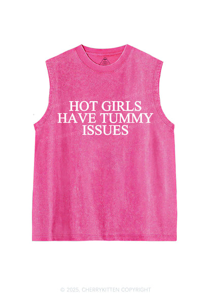 Hot Girls Have Tummy Issues Y2K Washed Tank Cherrykitten