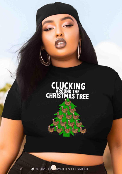 Clucking Around The Christmas Tree Y2K Baby Tee Cherrykitten