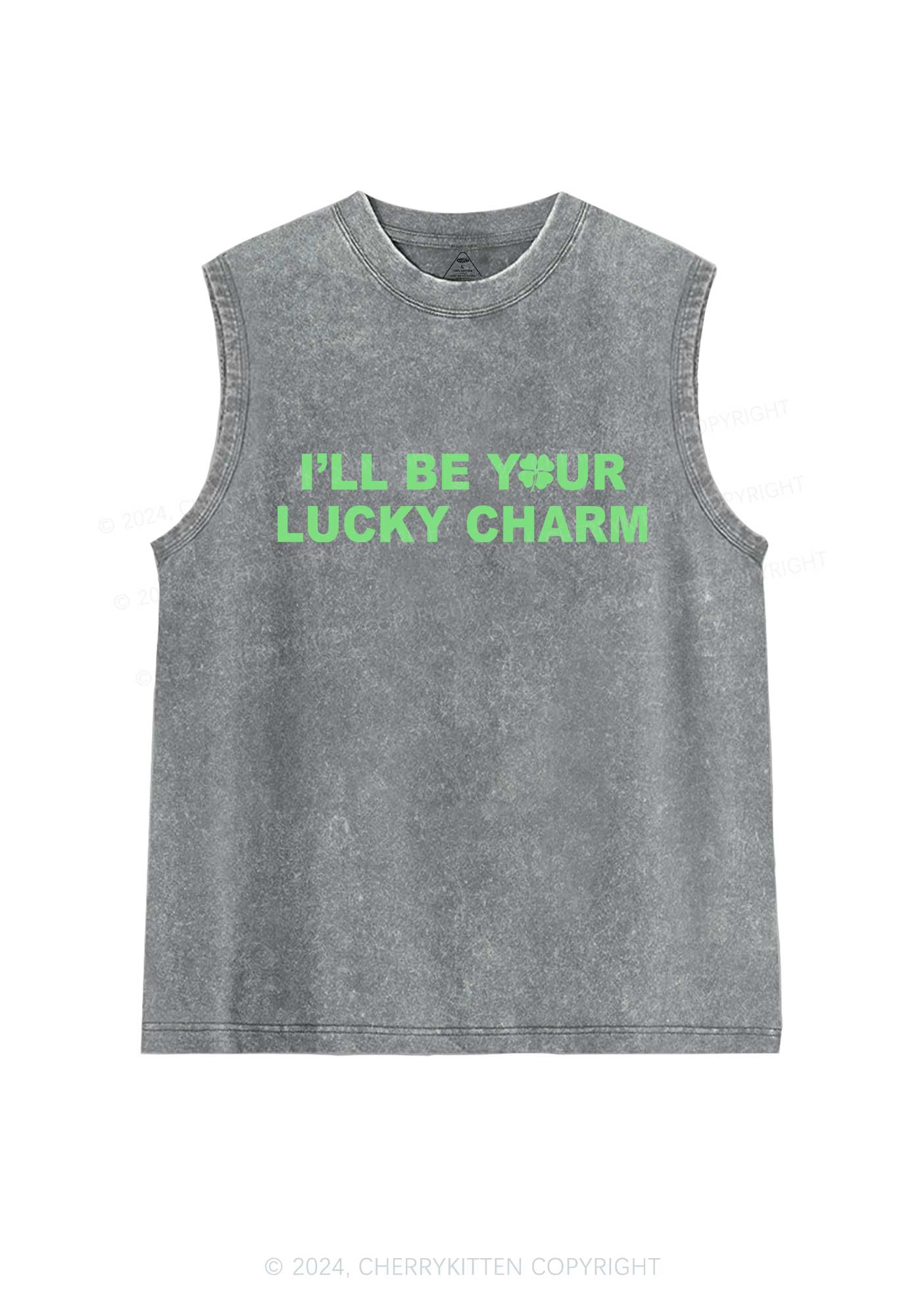 Be Your Lucky Charm St Patricks Y2K Washed Tank Cherrykitten