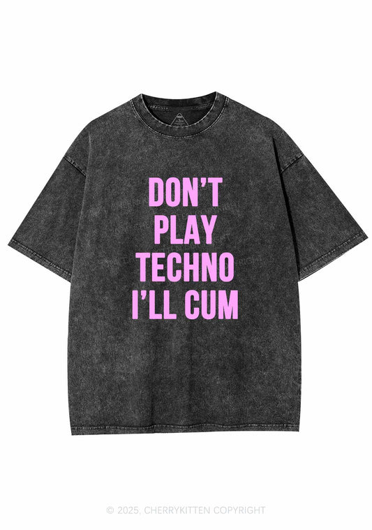 Don't Play Techno Y2K Washed Tee Cherrykitten