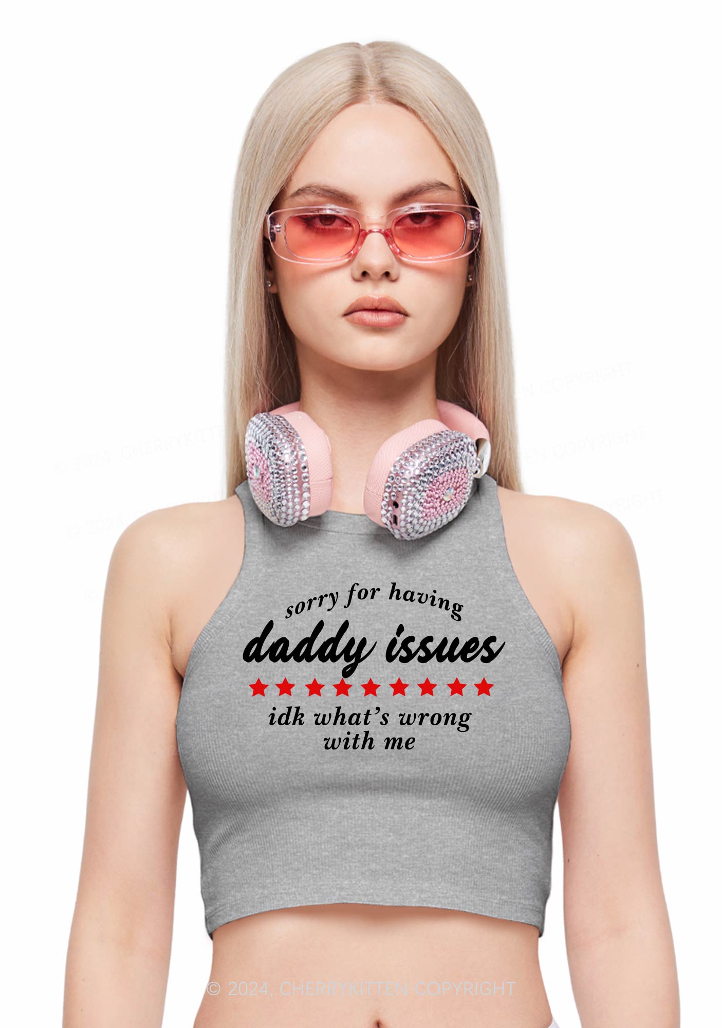 Sorry For Having Daddy Issues Y2K Crop Tank Top Cherrykitten