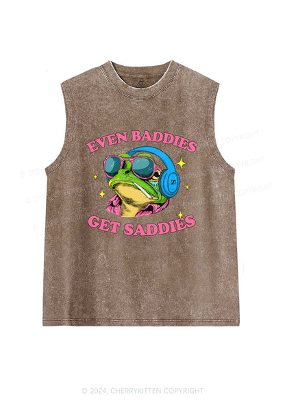 Baddies Frog Get Saddies Y2K Washed Tank Cherrykitten