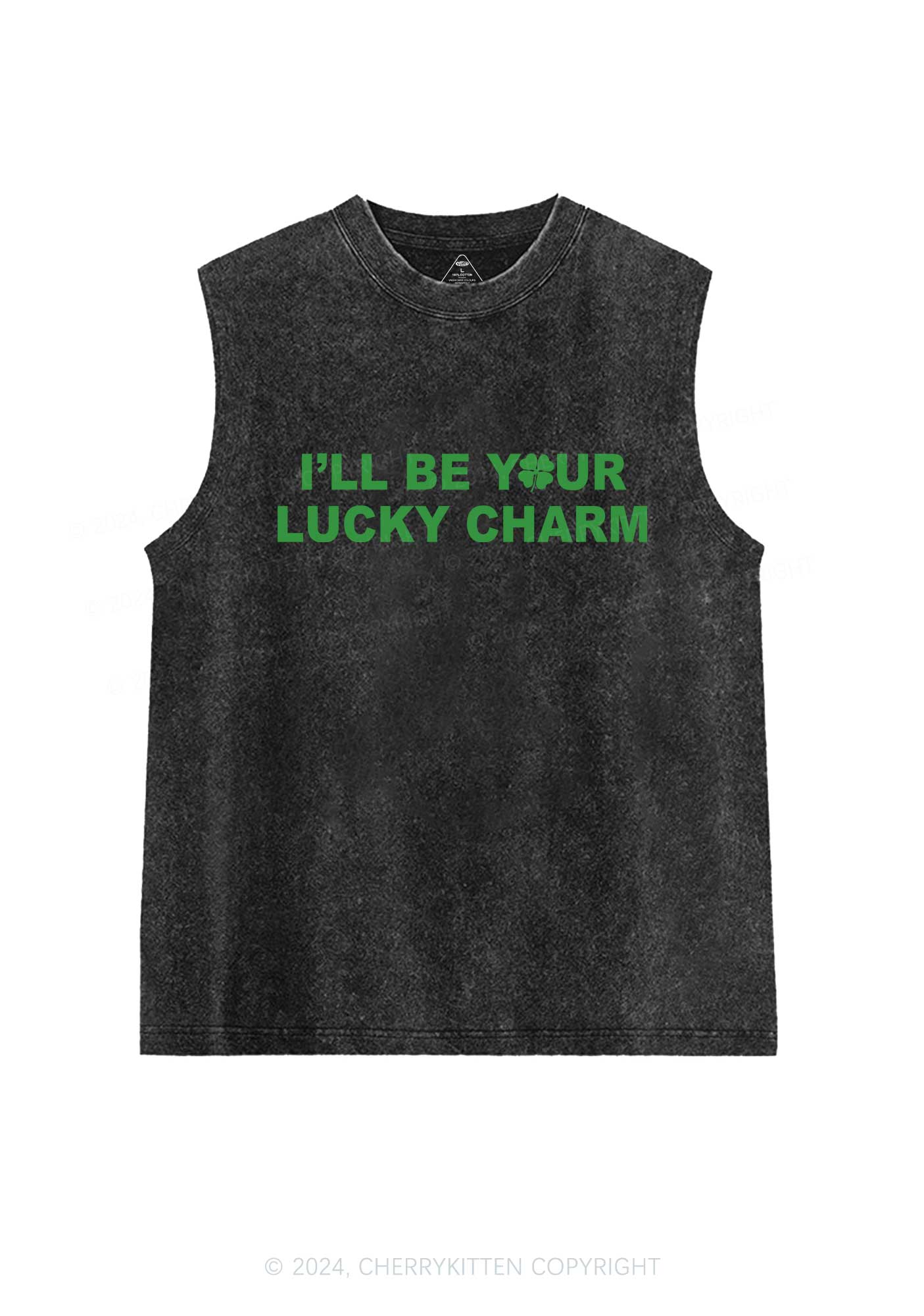 Be Your Lucky Charm St Patricks Y2K Washed Tank Cherrykitten