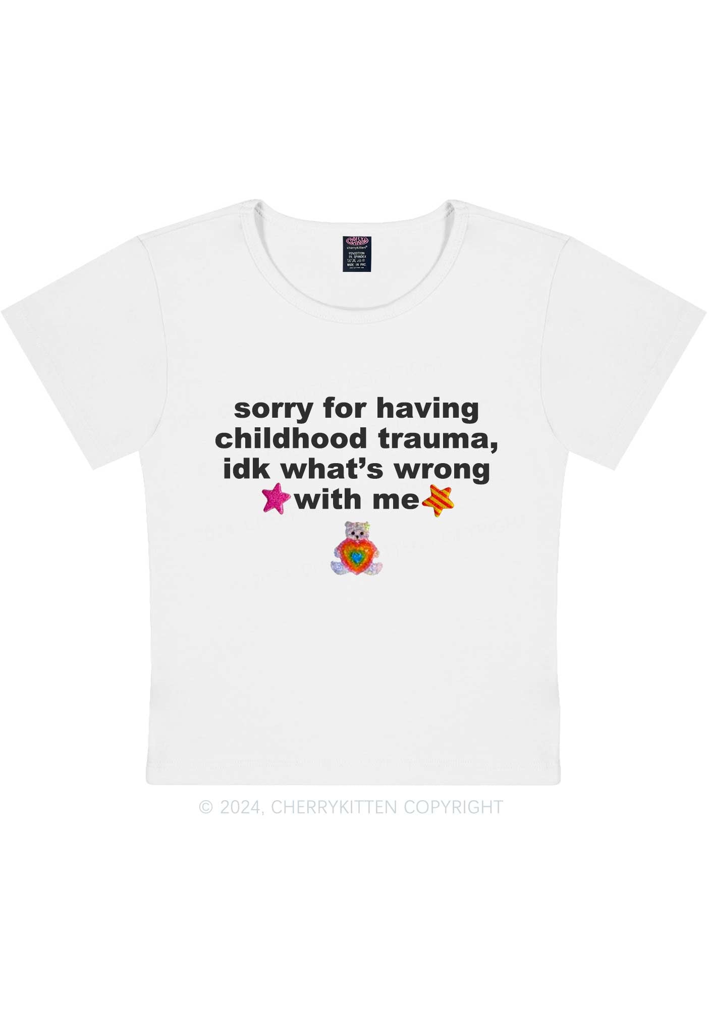 Sorry For Having Childhood Trauma Y2K Baby Tee Cherrykitten