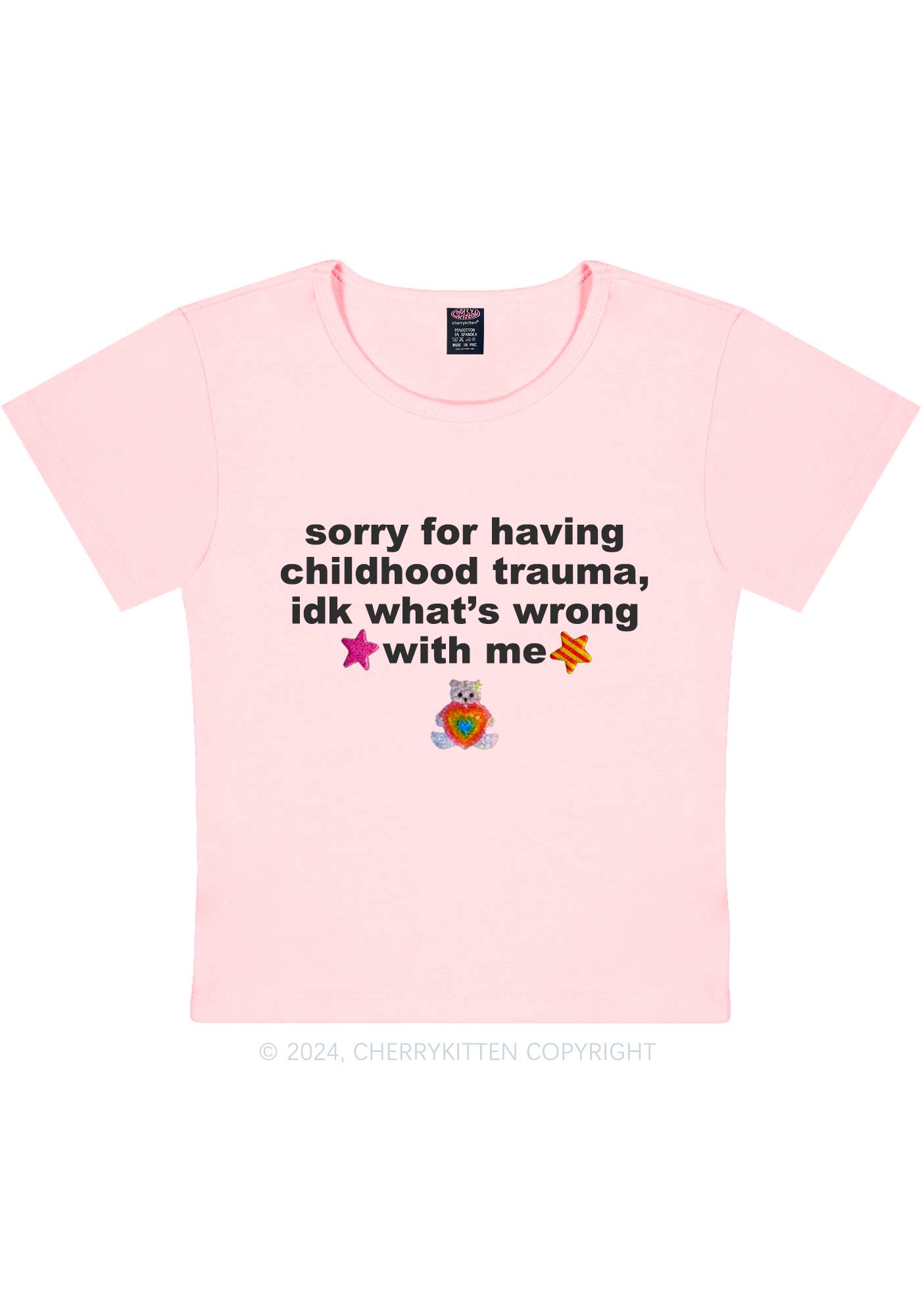 Sorry For Having Childhood Trauma Y2K Baby Tee Cherrykitten