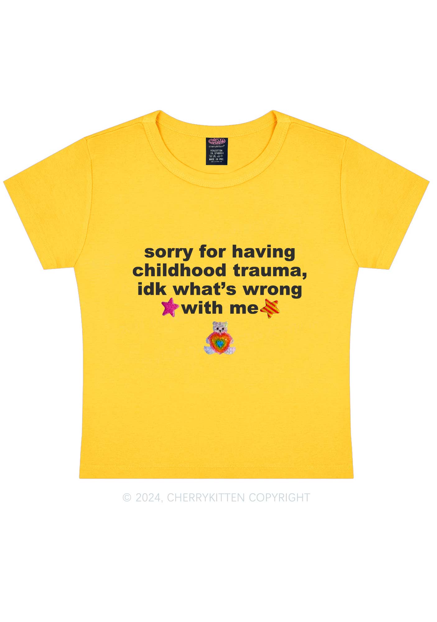 Sorry For Having Childhood Trauma Y2K Baby Tee Cherrykitten