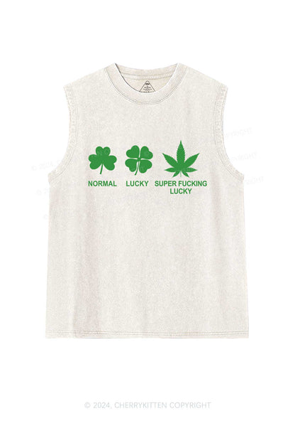 Super Fxxking Lucky St Patricks Y2K Washed Tank Cherrykitten