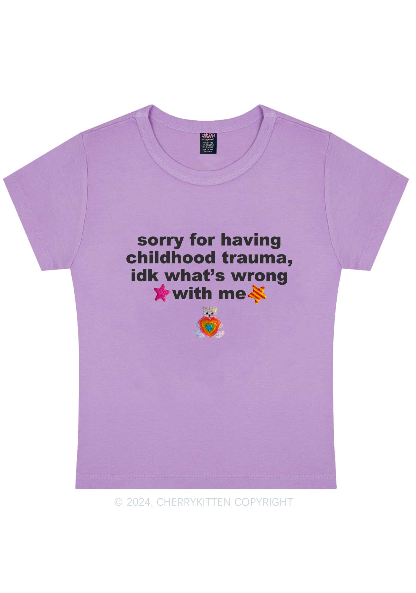 Sorry For Having Childhood Trauma Y2K Baby Tee Cherrykitten