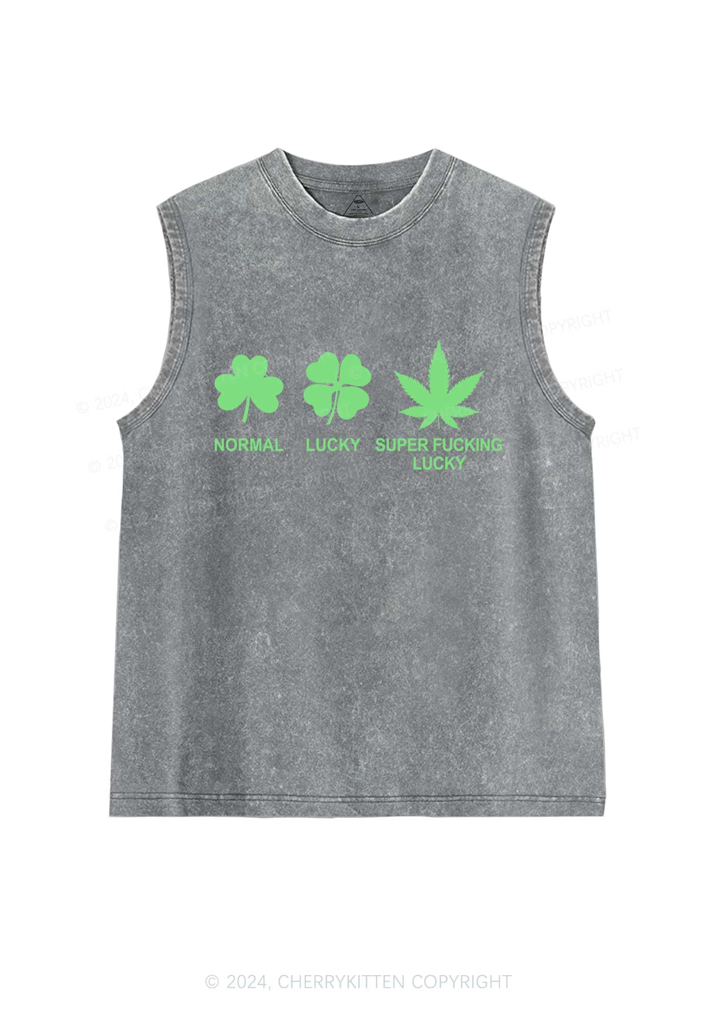 Super Fxxking Lucky St Patricks Y2K Washed Tank Cherrykitten