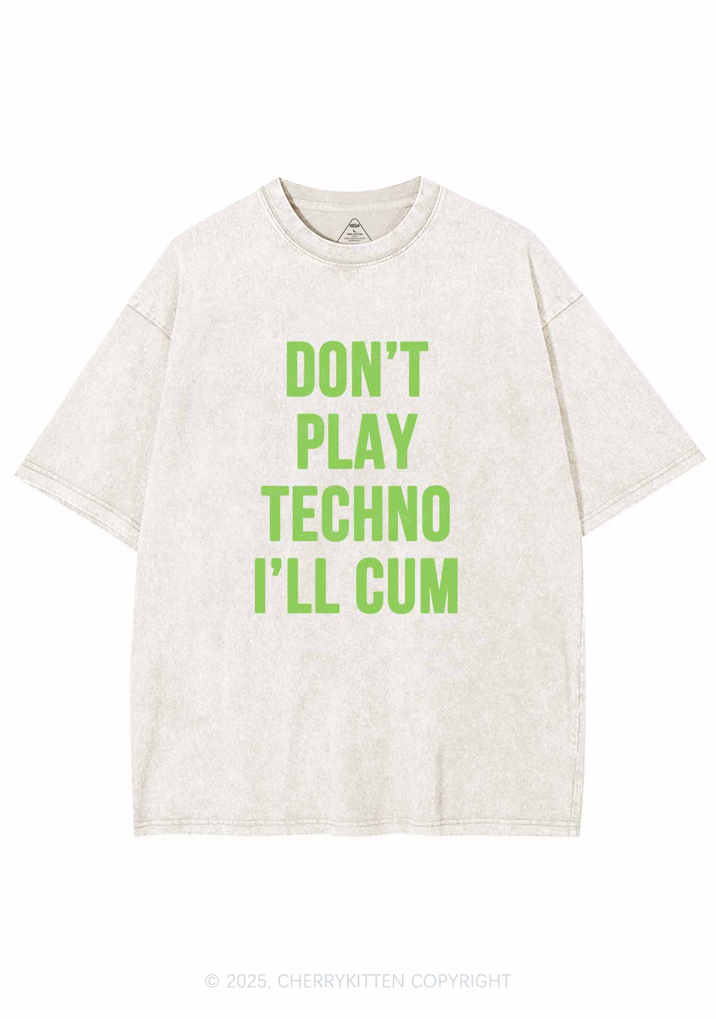 Don't Play Techno Y2K Washed Tee Cherrykitten