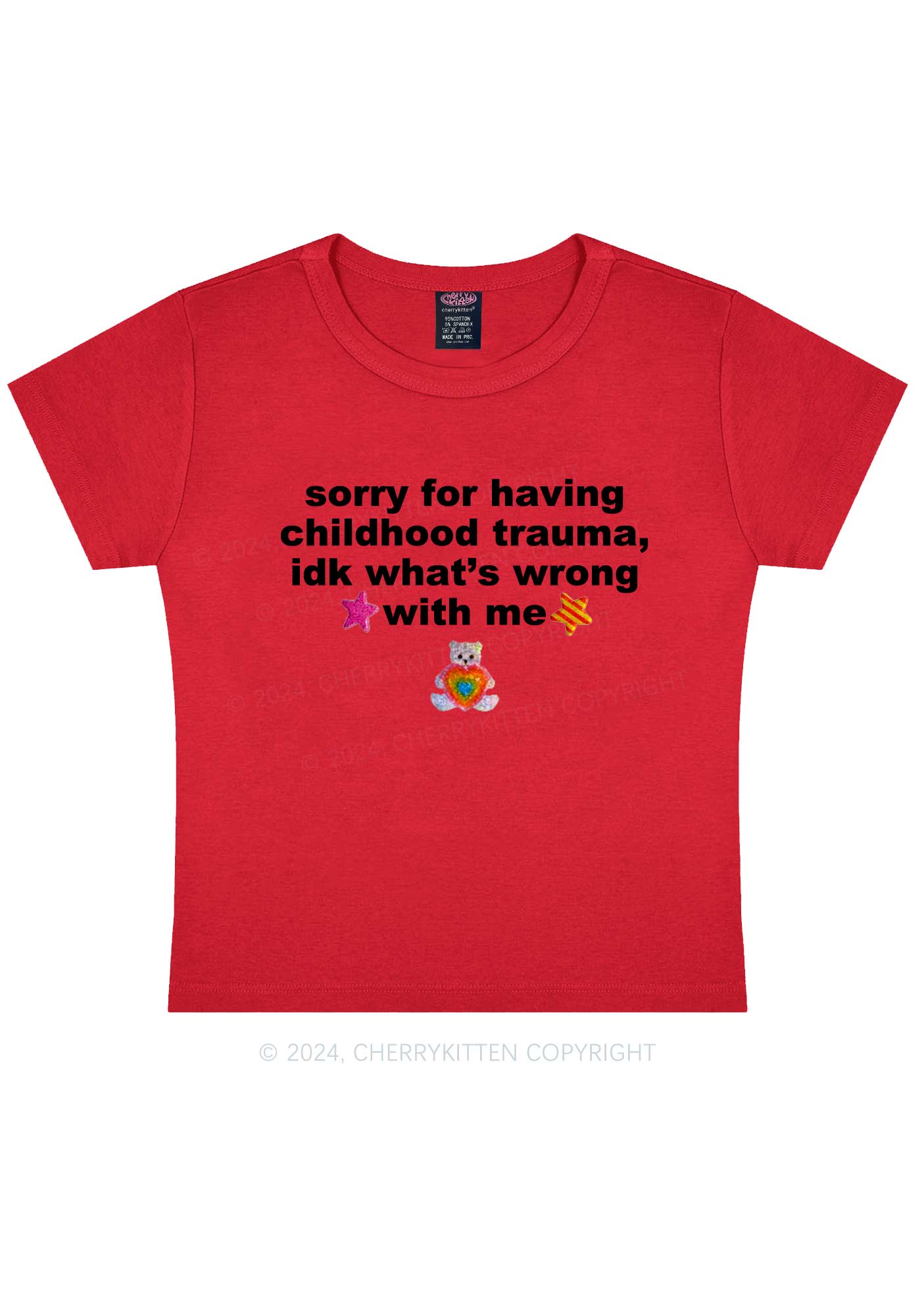 Sorry For Having Childhood Trauma Y2K Baby Tee Cherrykitten