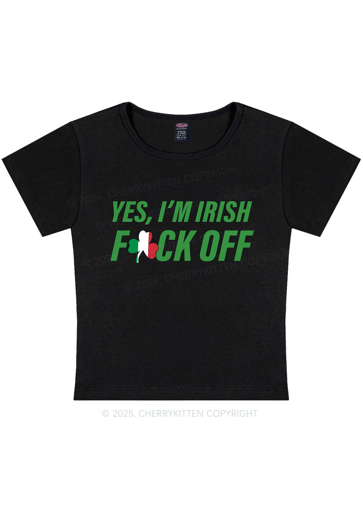 Yes Im Irish St Patricks Y2K Baby Tee Cherrykitten