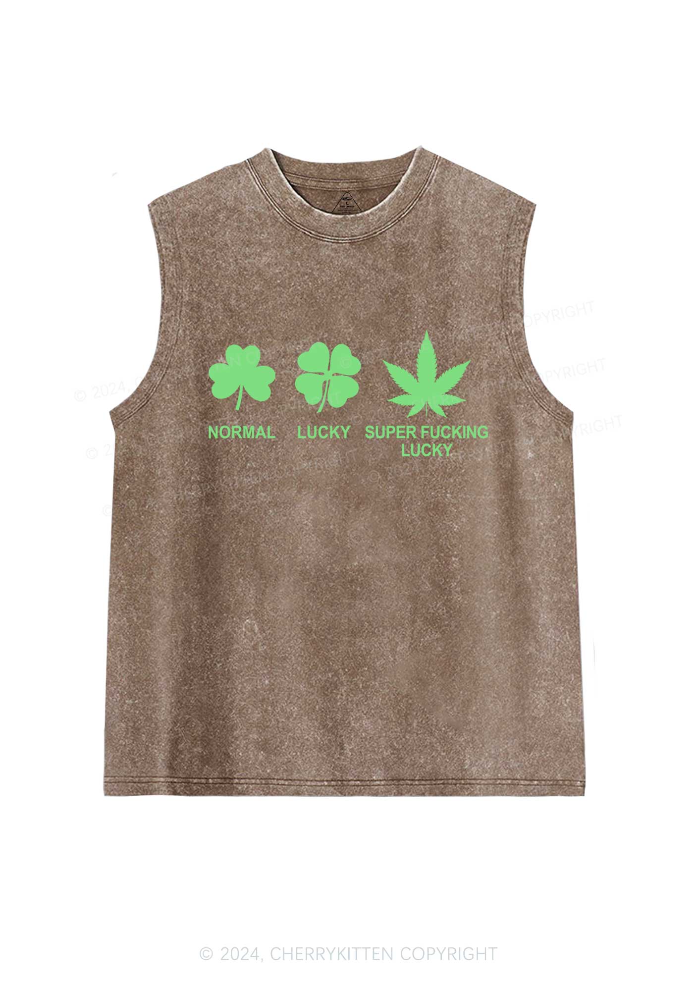 Super Fxxking Lucky St Patricks Y2K Washed Tank Cherrykitten