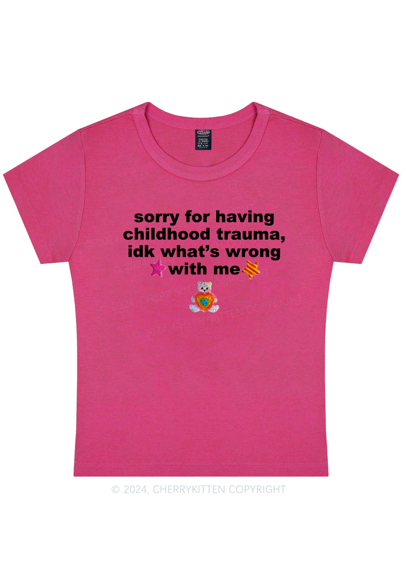 Sorry For Having Childhood Trauma Y2K Baby Tee Cherrykitten