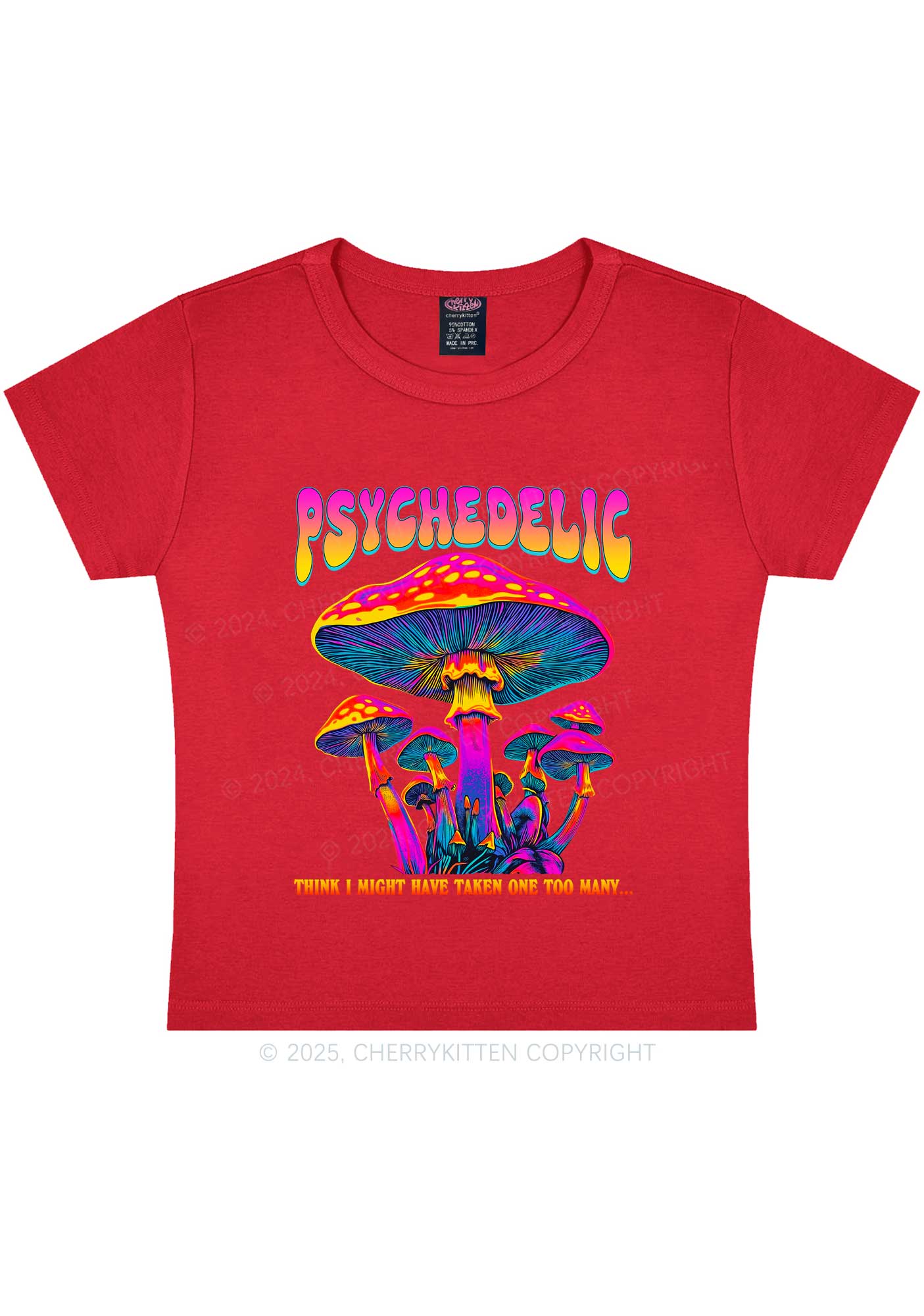 Psychedelic Mushroom Y2K Baby Tee Cherrykitten