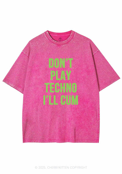 Don't Play Techno Y2K Washed Tee Cherrykitten