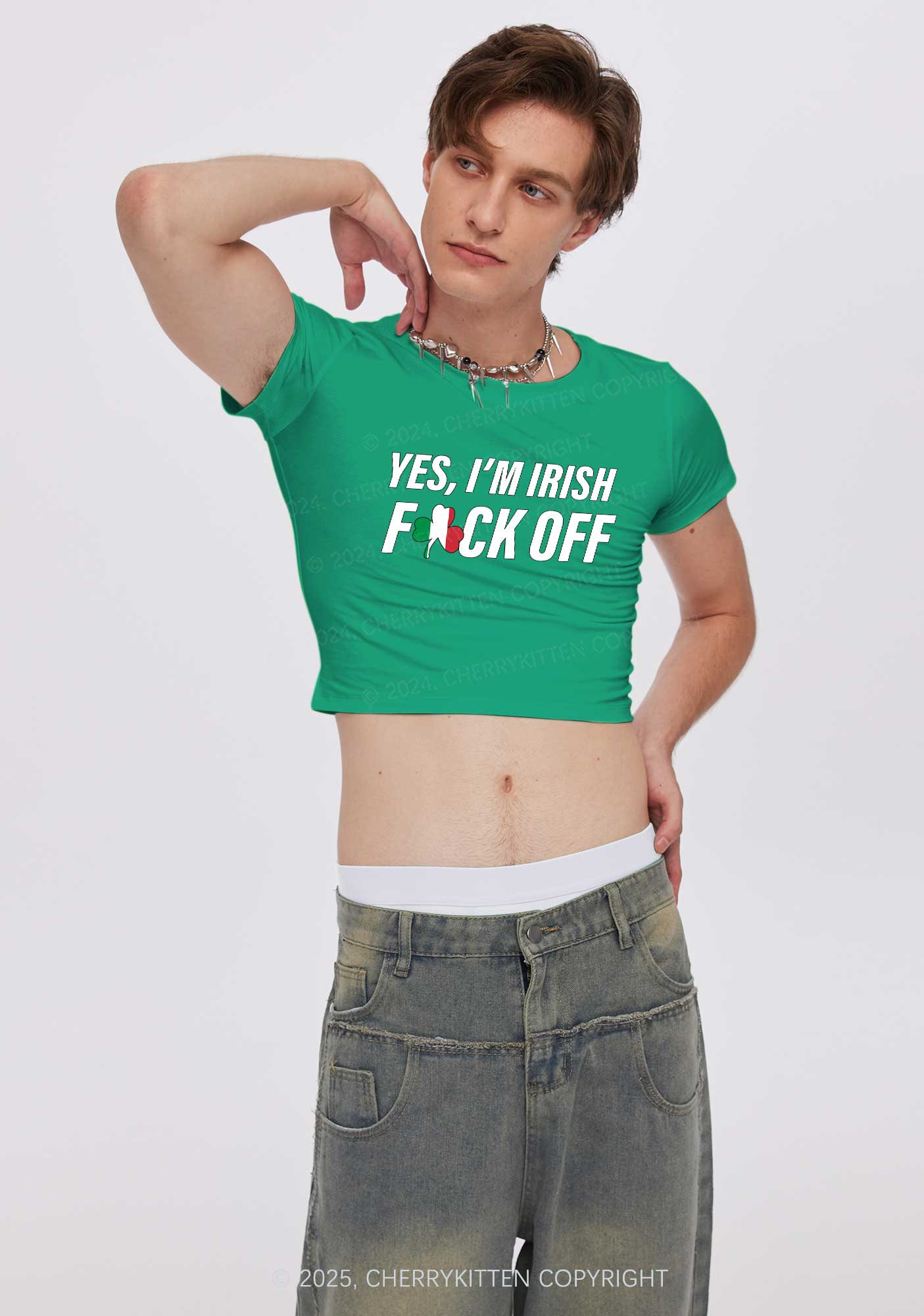 Yes Im Irish St Patricks Y2K Baby Tee Cherrykitten