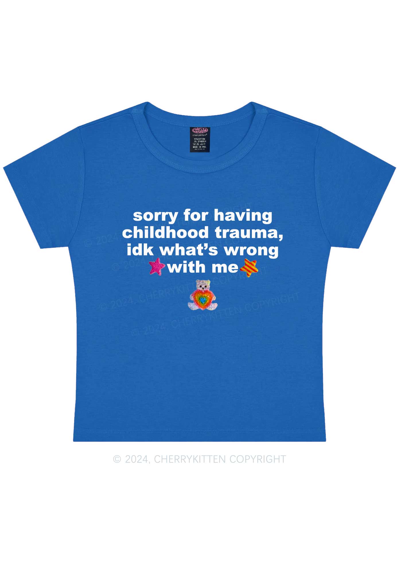 Sorry For Having Childhood Trauma Y2K Baby Tee Cherrykitten