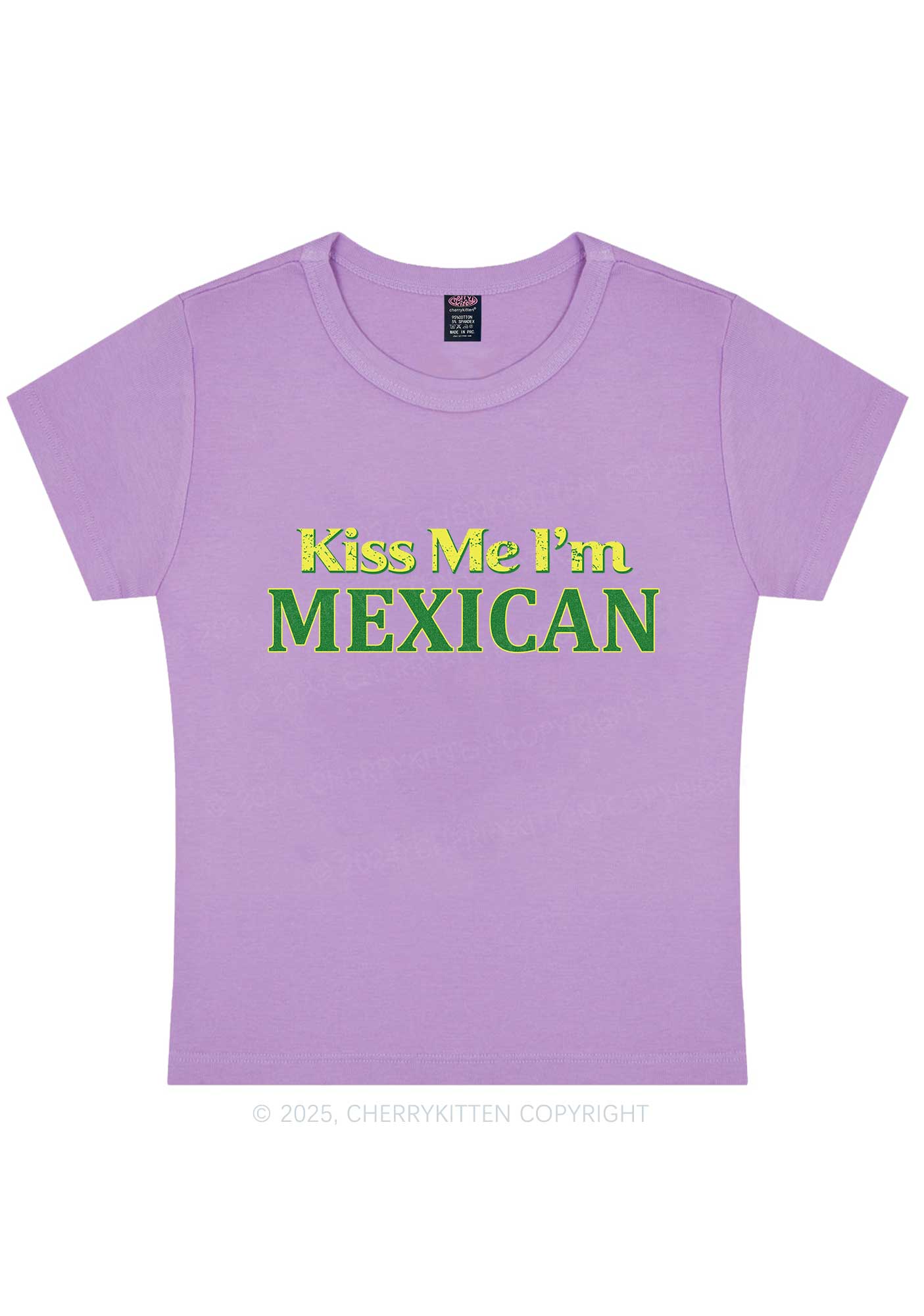 Kiss Me Im Mexican St Patricks Y2K Baby Tee Cherrykitten