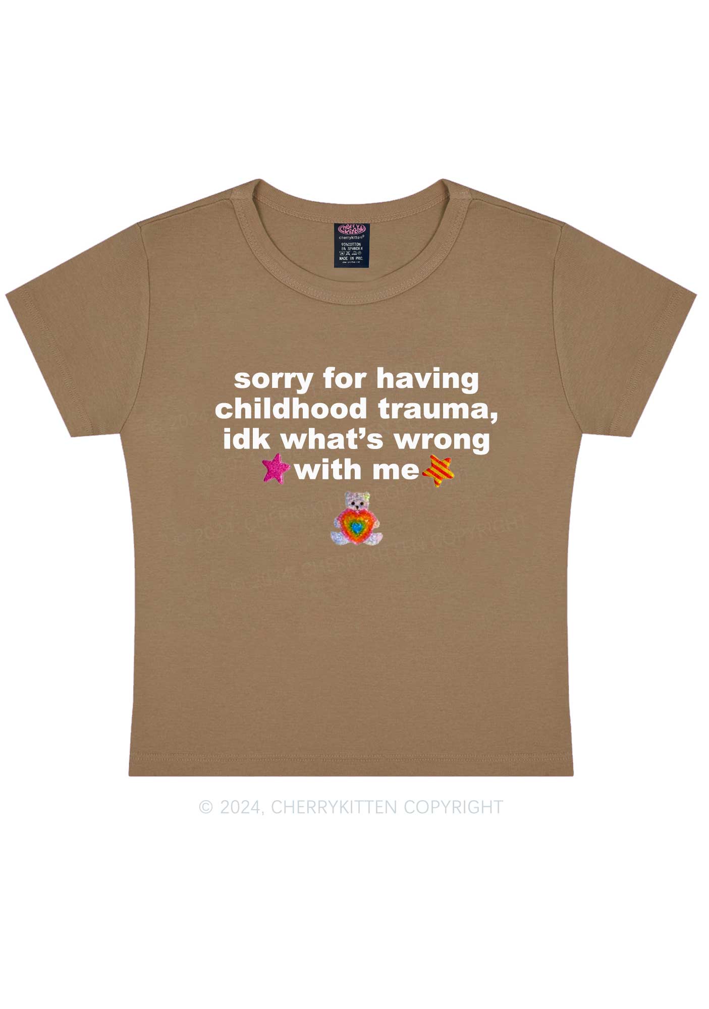 Sorry For Having Childhood Trauma Y2K Baby Tee Cherrykitten