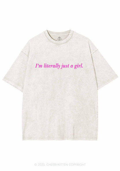 Literally Just A Girl Y2K Washed Tee Cherrykitten