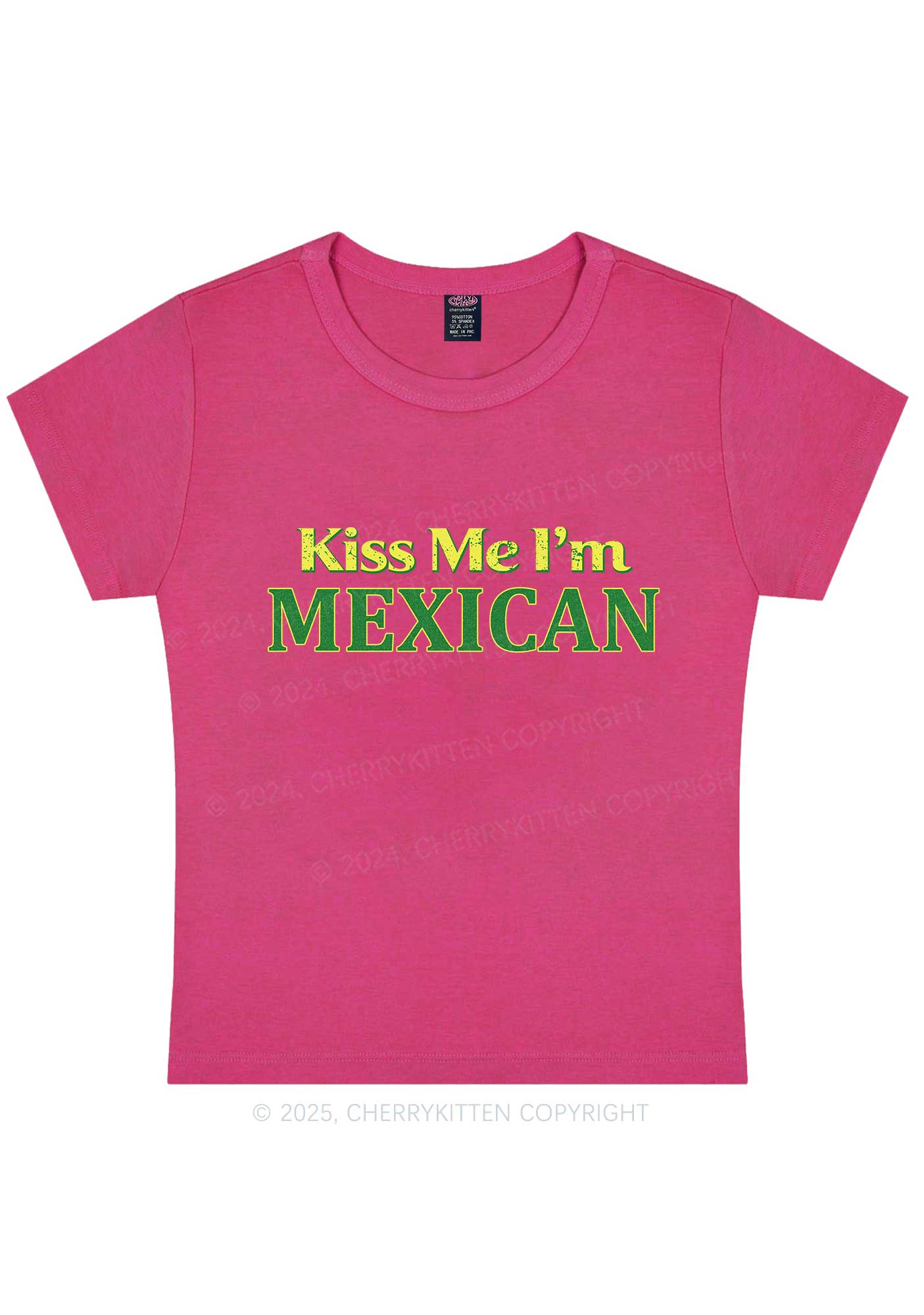 Kiss Me Im Mexican St Patricks Y2K Baby Tee Cherrykitten