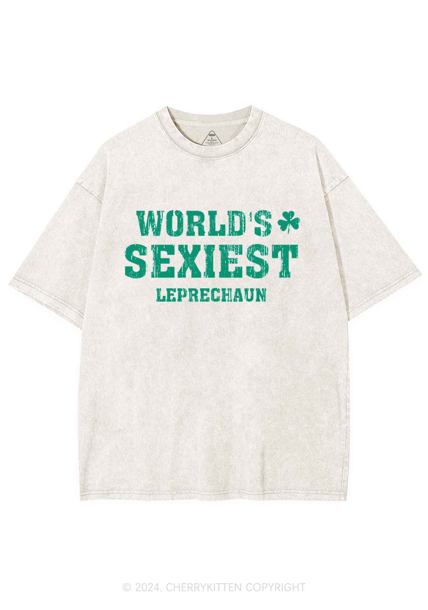 Worlds Sexiest Leprechaun St Patricks Y2K Washed Tee Cherrykitten