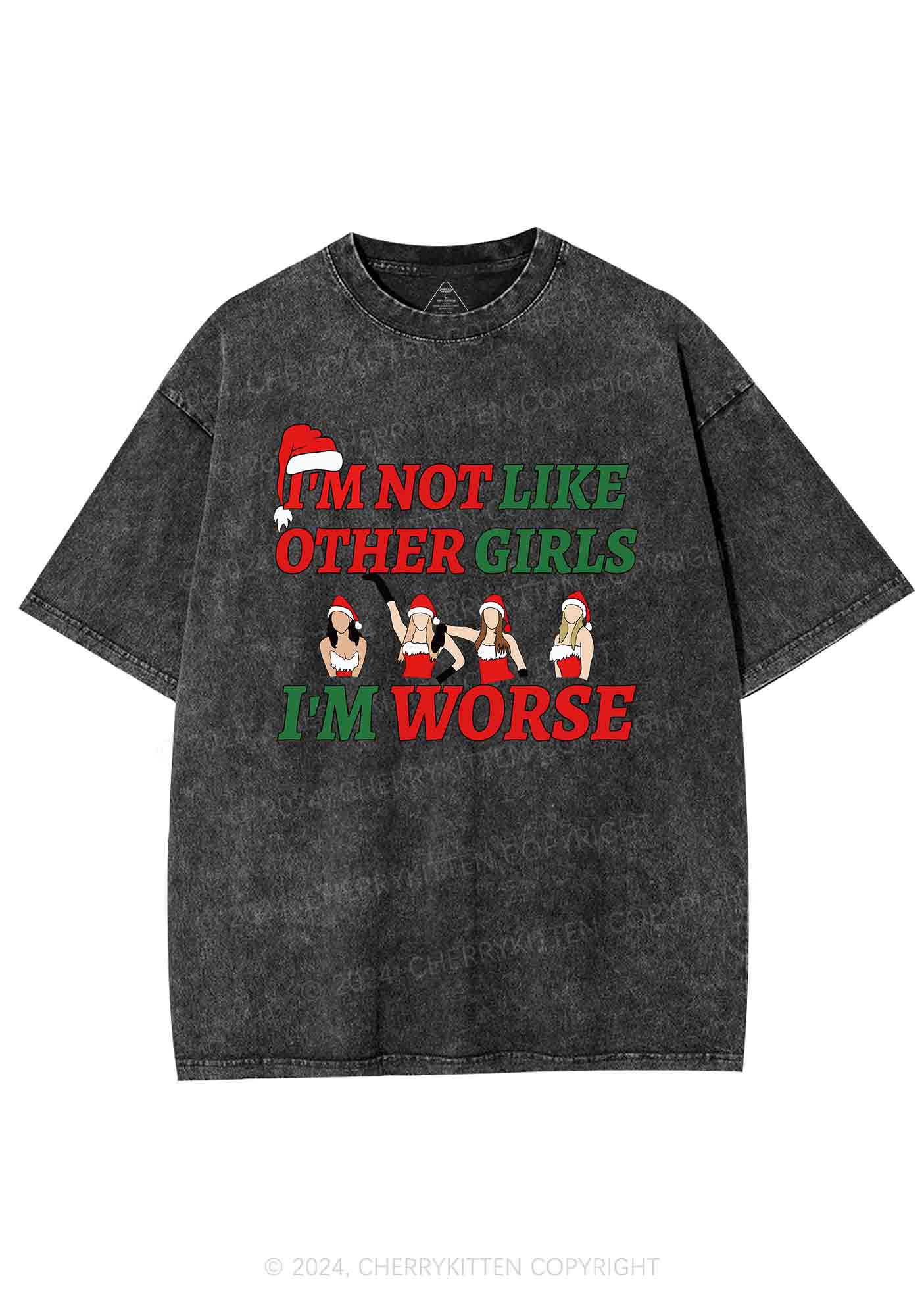 Christmas I'm Worse Y2K Washed Tee Cherrykitten