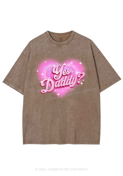 Pink Yes Daddy Y2K Valentine's Day Washed Tee Cherrykitten