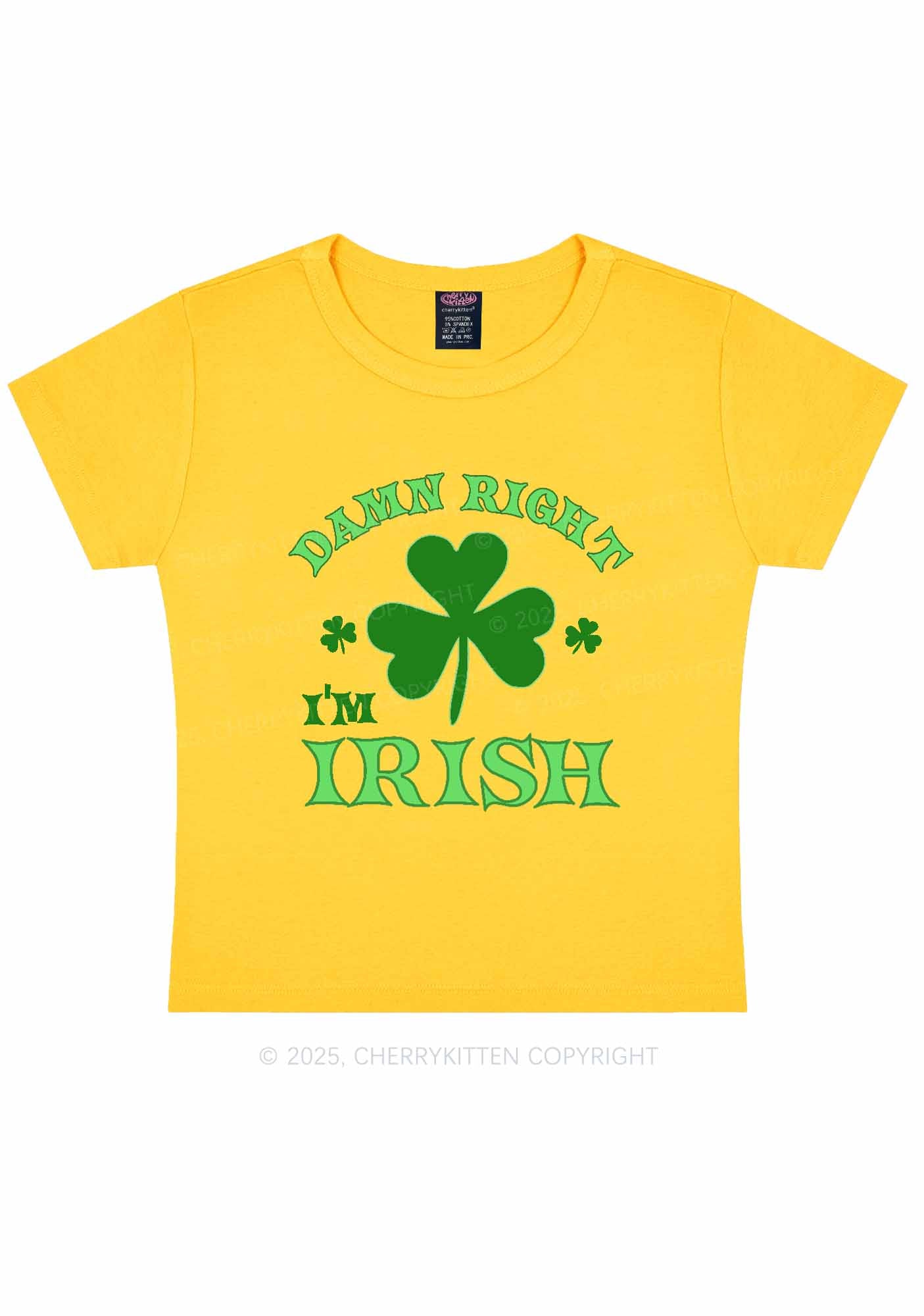 Damn Right Im Irish St Patricks Y2K Baby Tee Cherrykitten