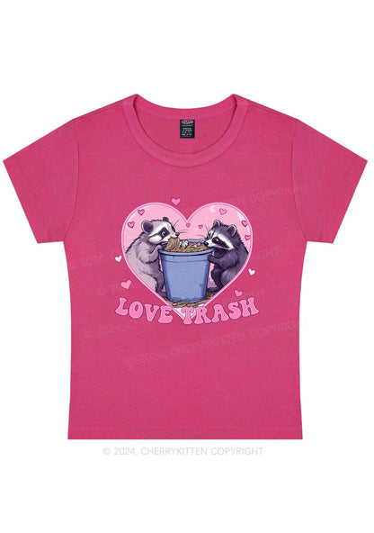 Love Trash Raccoon Y2K Valentine's Day Baby Tee Cherrykitten