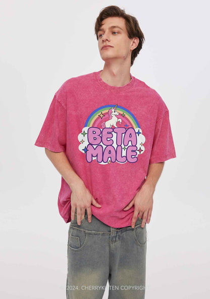 Beta Male Unicorn Y2K Washed Tee Cherrykitten