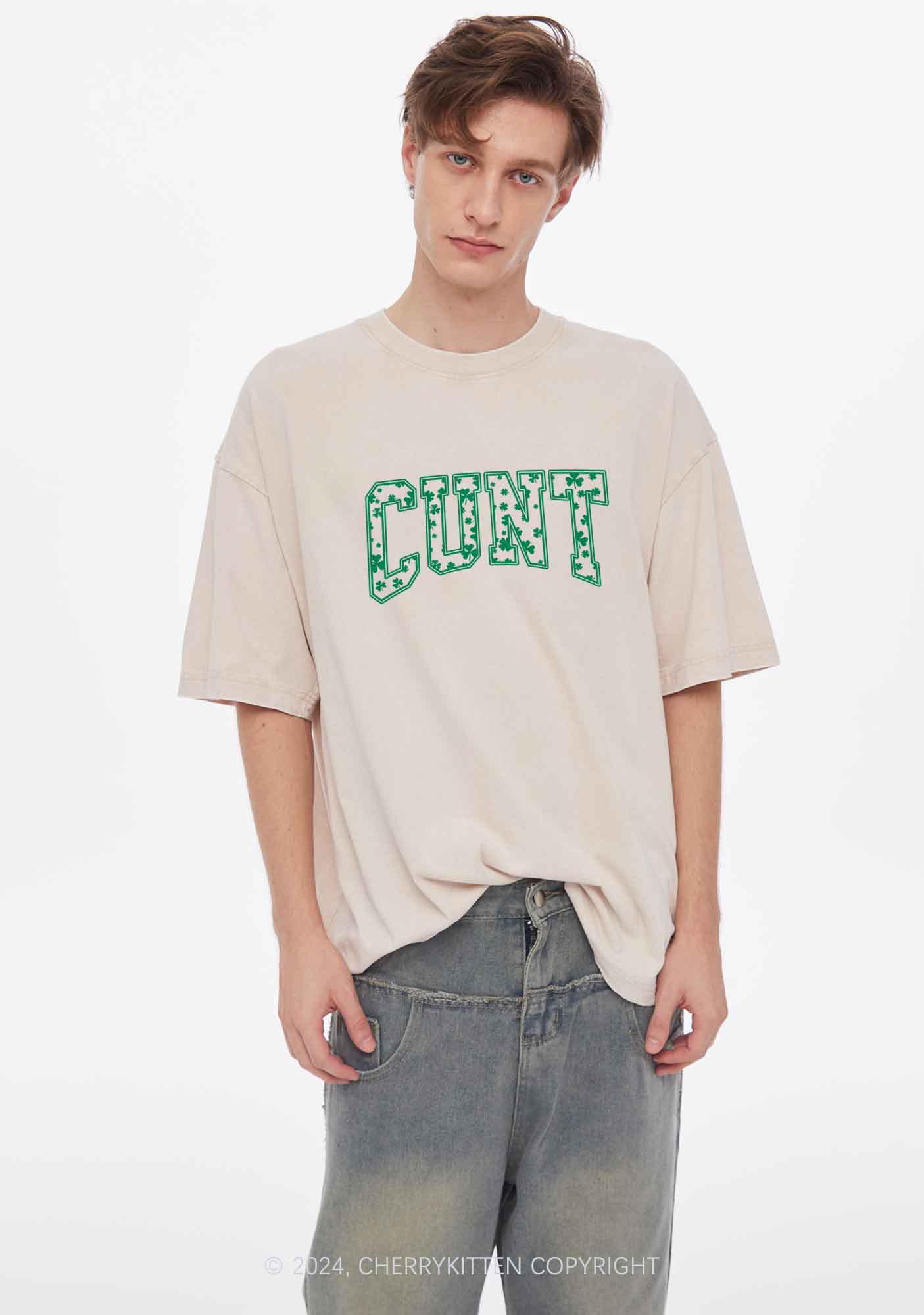 Green Cxxt St Patricks Y2K Washed Tee Cherrykitten