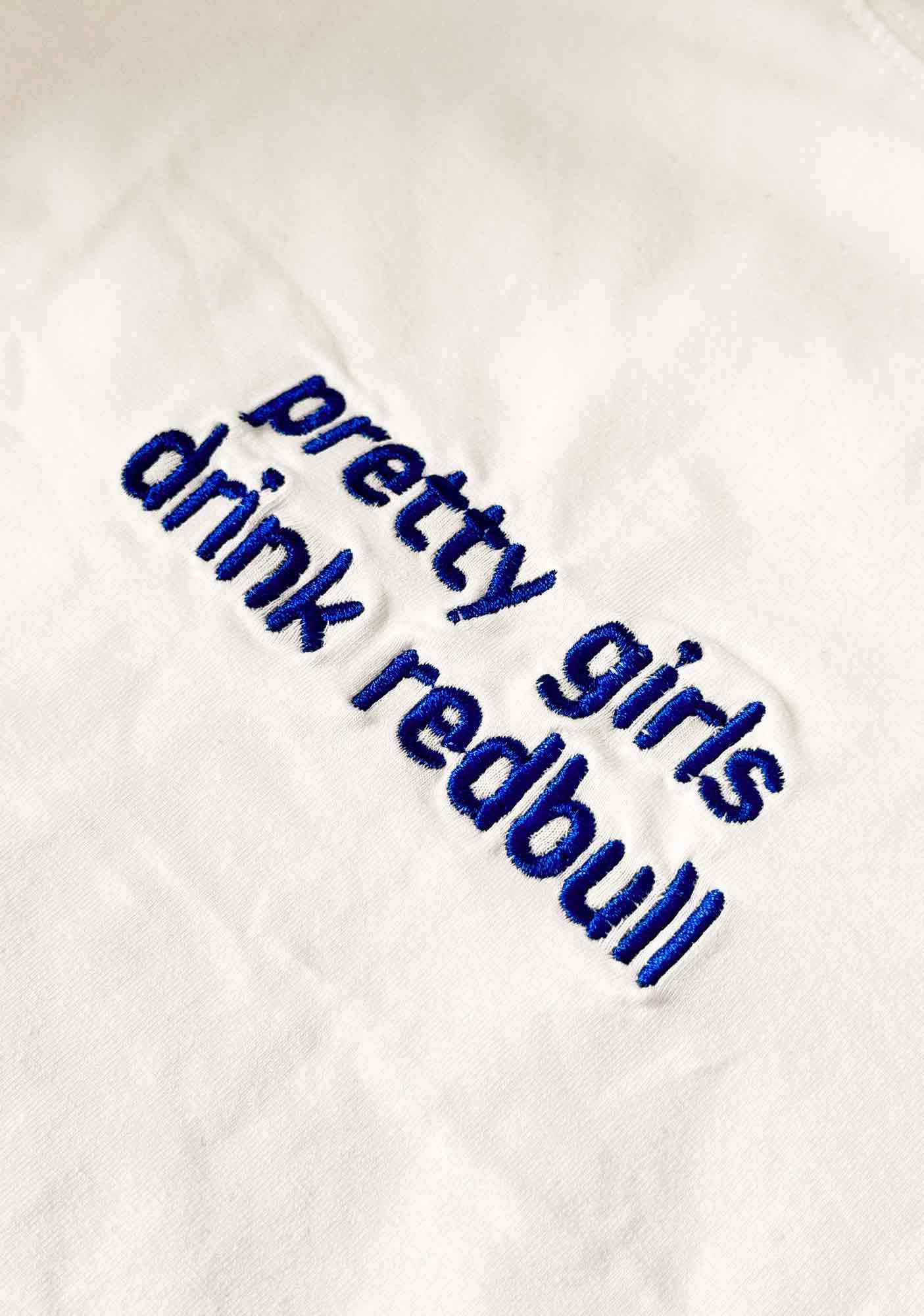 Embroidered Pretty Girls Drink Redbull Y2K Baby Tee Cherrykitten