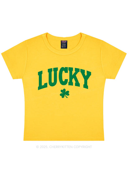 Lucky Shamrock St Patricks Y2K Baby Tee Cherrykitten