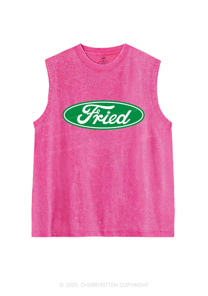 Green Fried Y2K Washed Tank Cherrykitten