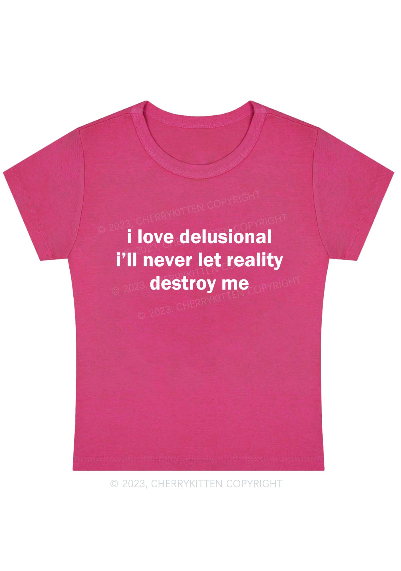 Curvy I Love Delusional Reality Y2K Baby Tee Cherrykitten