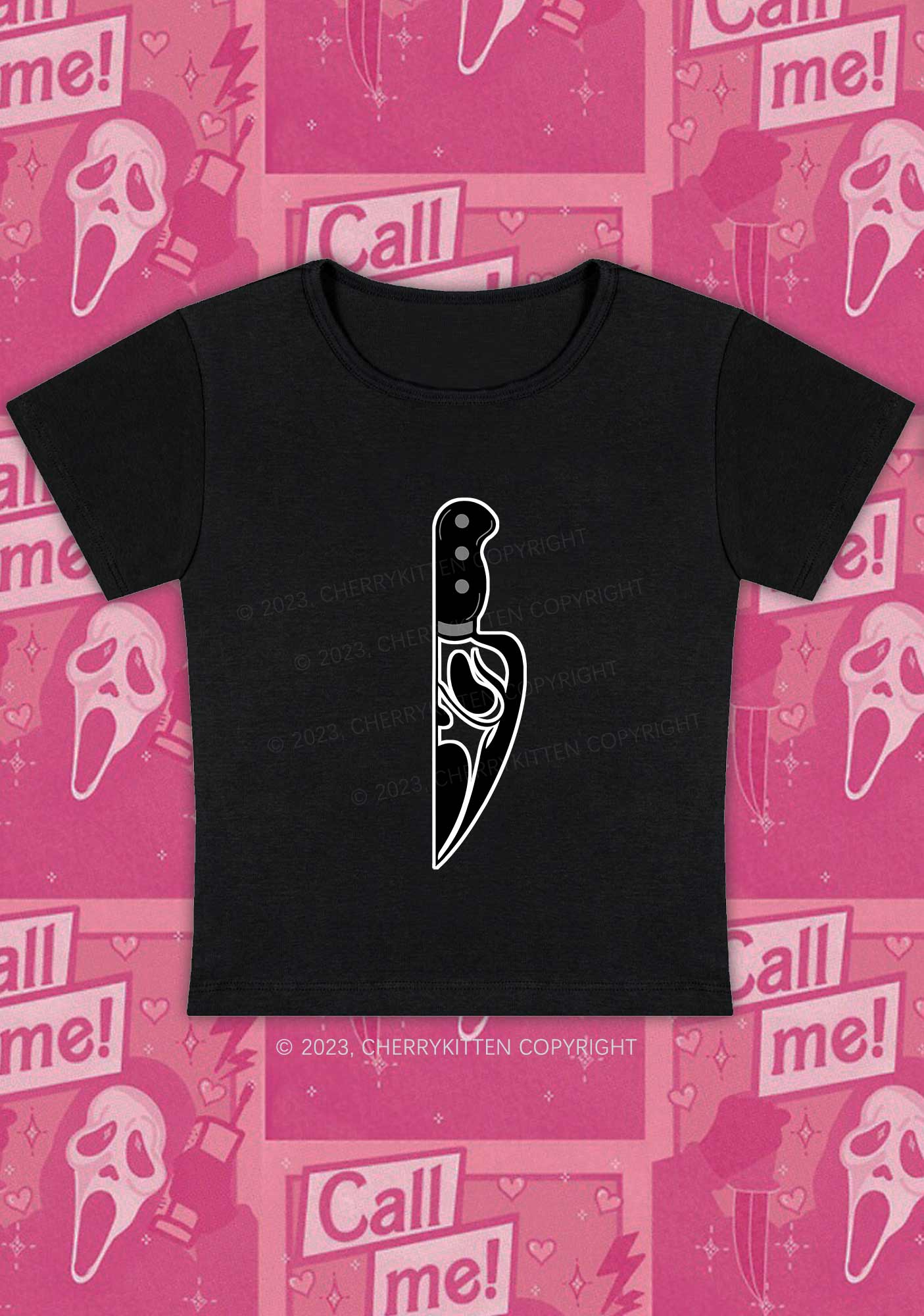 Halloween Ghost Dagger Y2K Baby Tee Cherrykitten