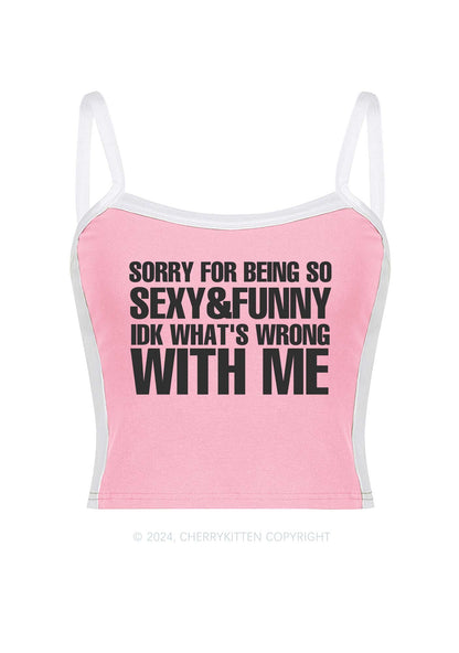 Sorry For Being So Funny Y2K Color Block Crop Cami Top Cherrykitten