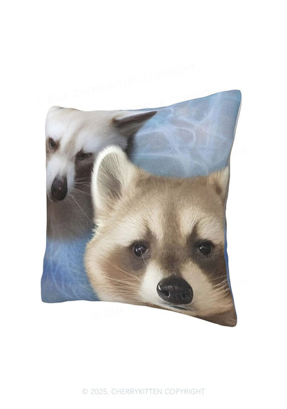 Sad Raccoon Y2K Throw Pillow Cover Cherrykitten