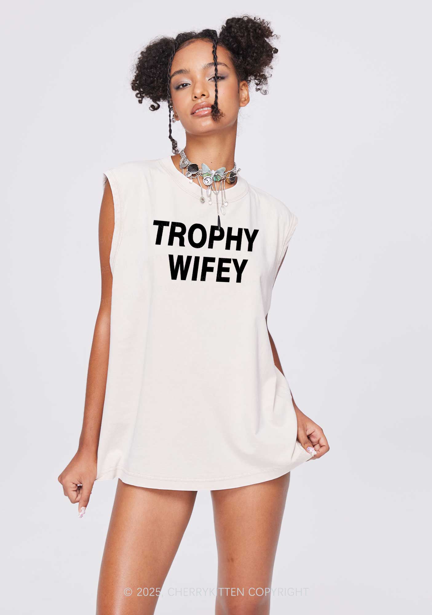 Trophy Wifey Y2K Washed Tank Cherrykitten