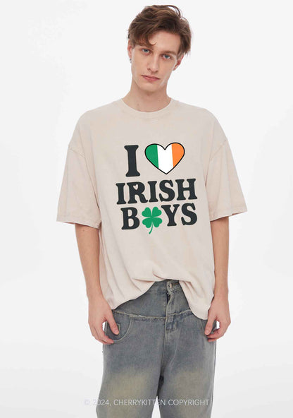 Irish Boy Shamrock St Patricks Y2K Washed Tee Cherrykitten