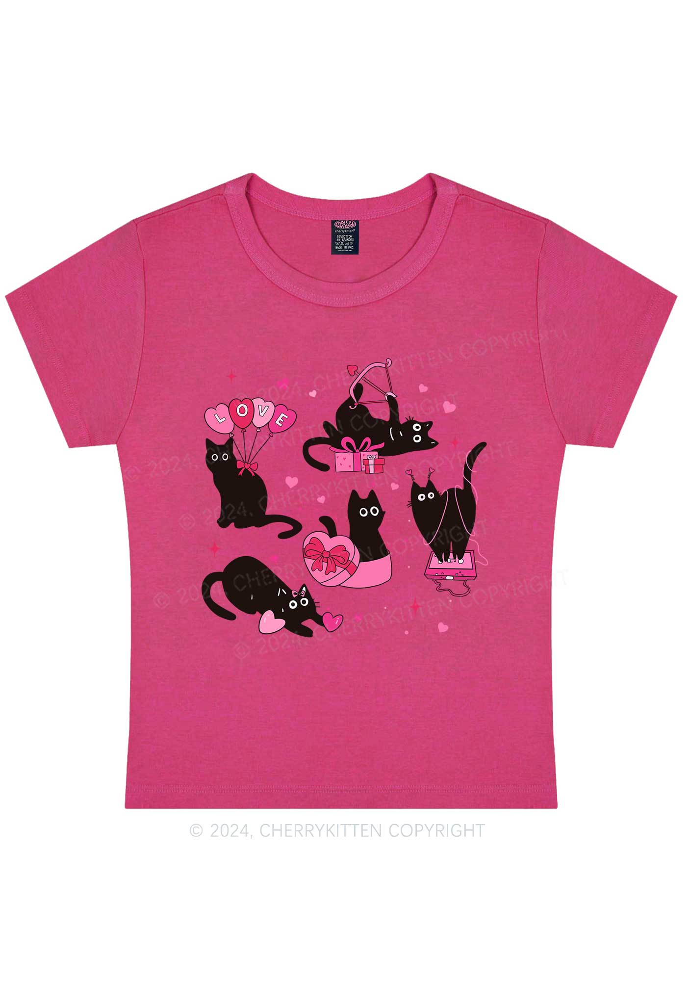 Black Kitten Y2K Valentine's Day Baby Tee Cherrykitten