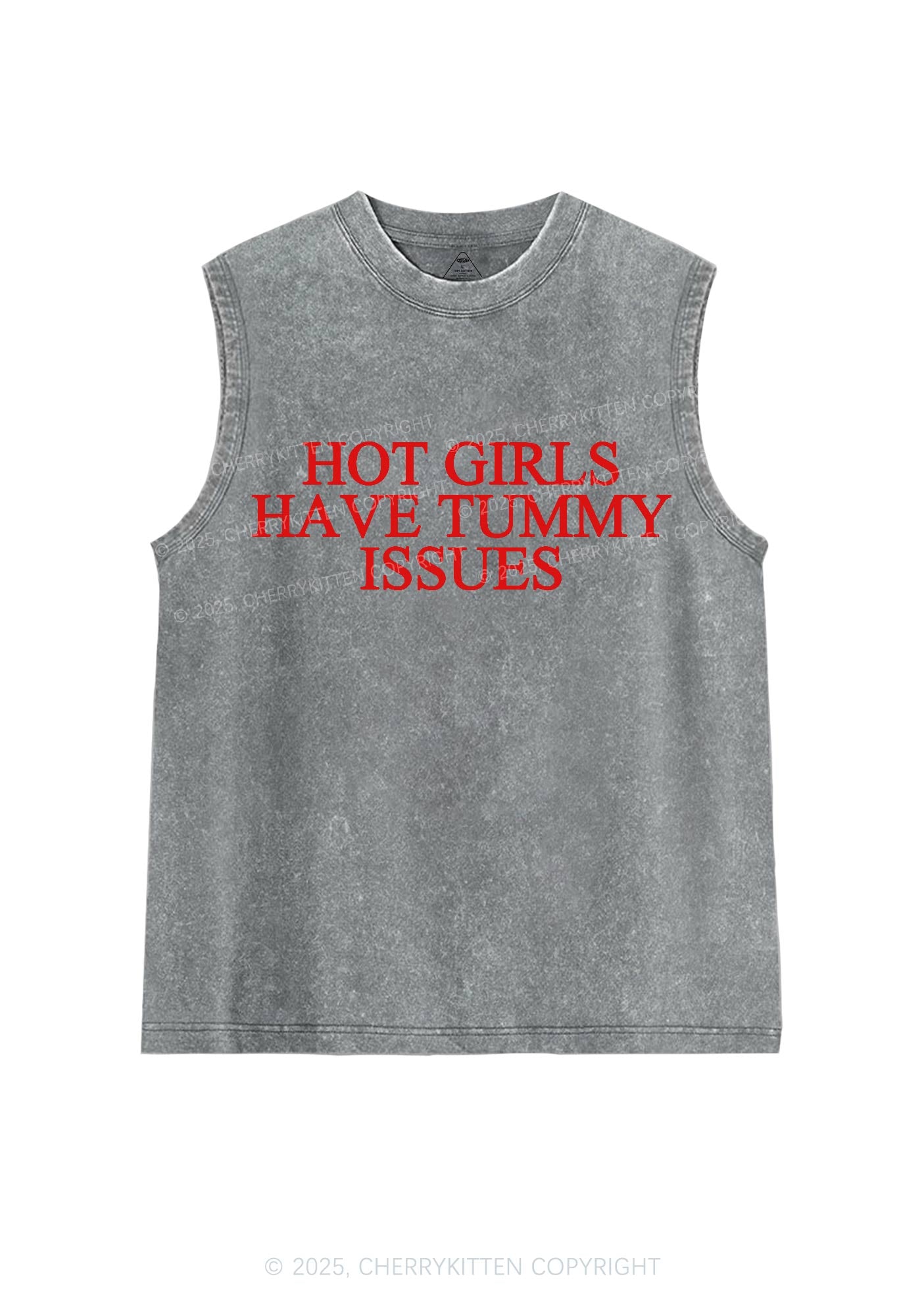 Hot Girls Have Tummy Issues Y2K Washed Tank Cherrykitten