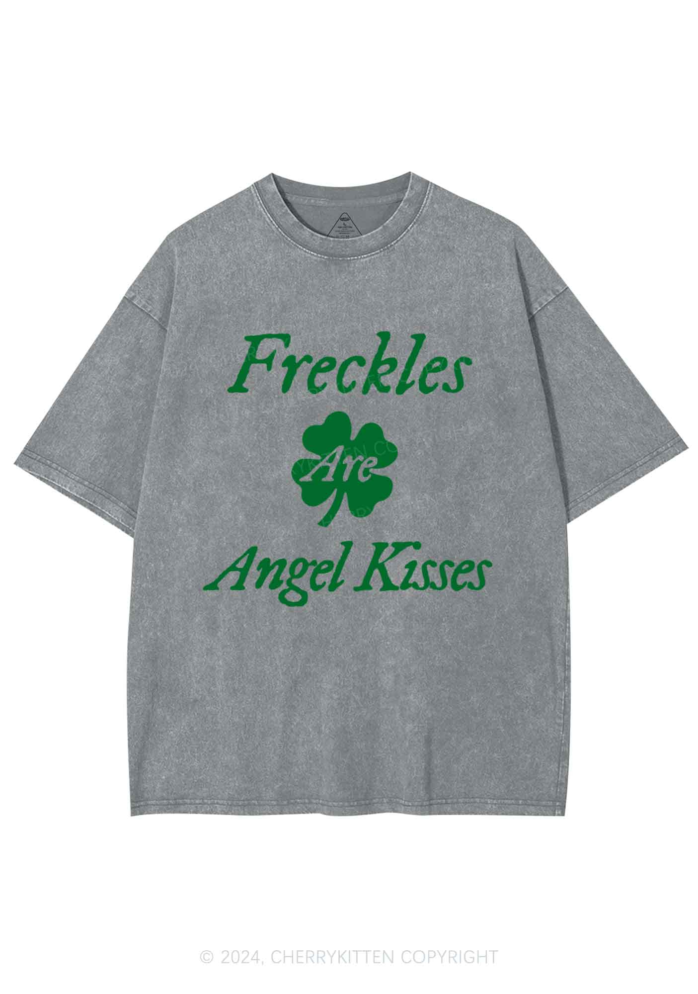 Freckles Are Angel Kisses St Patricks Y2K Washed Tee Cherrykitten