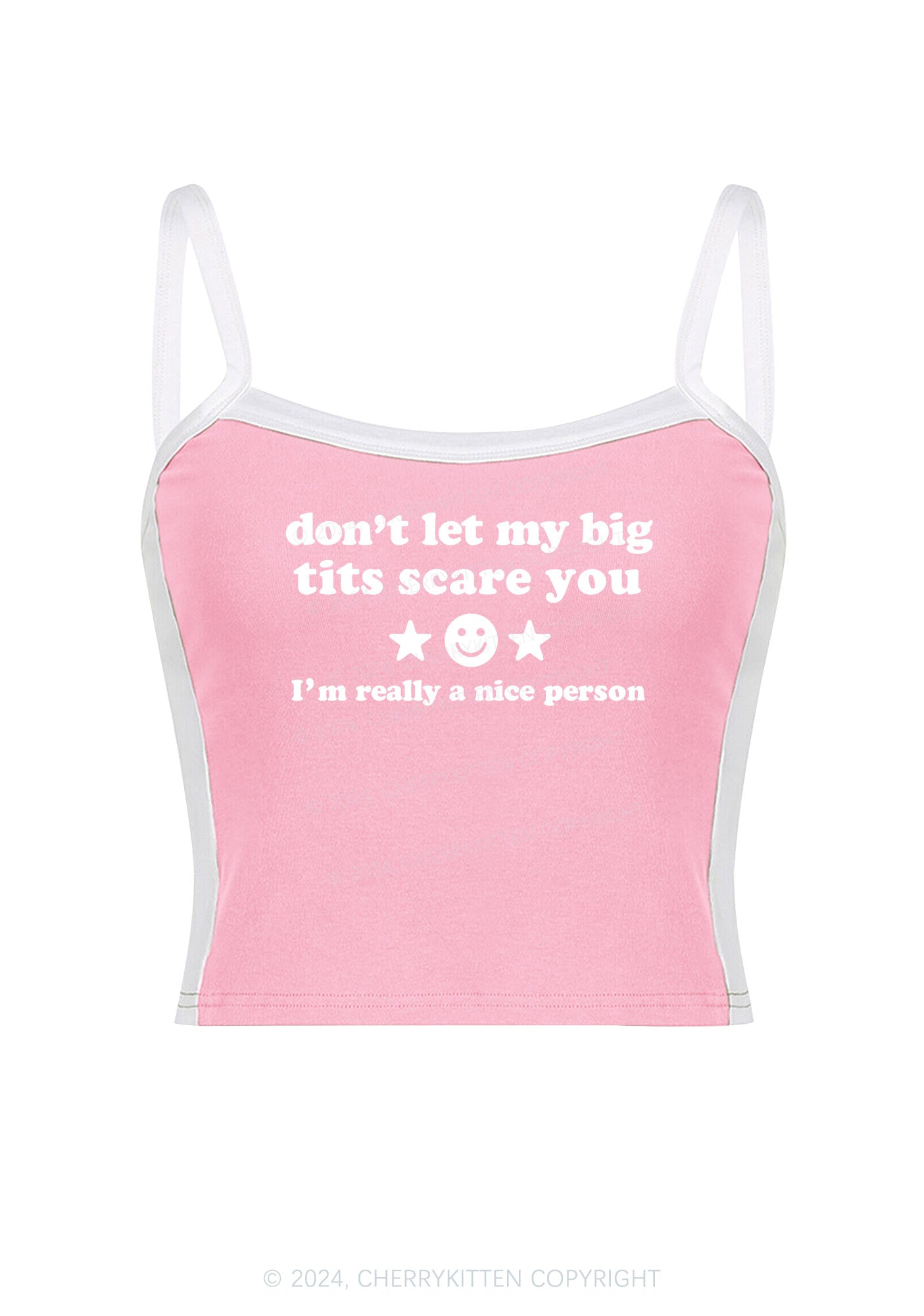 Dont Let My Big Txts Scare You Y2K Color Block Crop Cami Top Cherrykitten