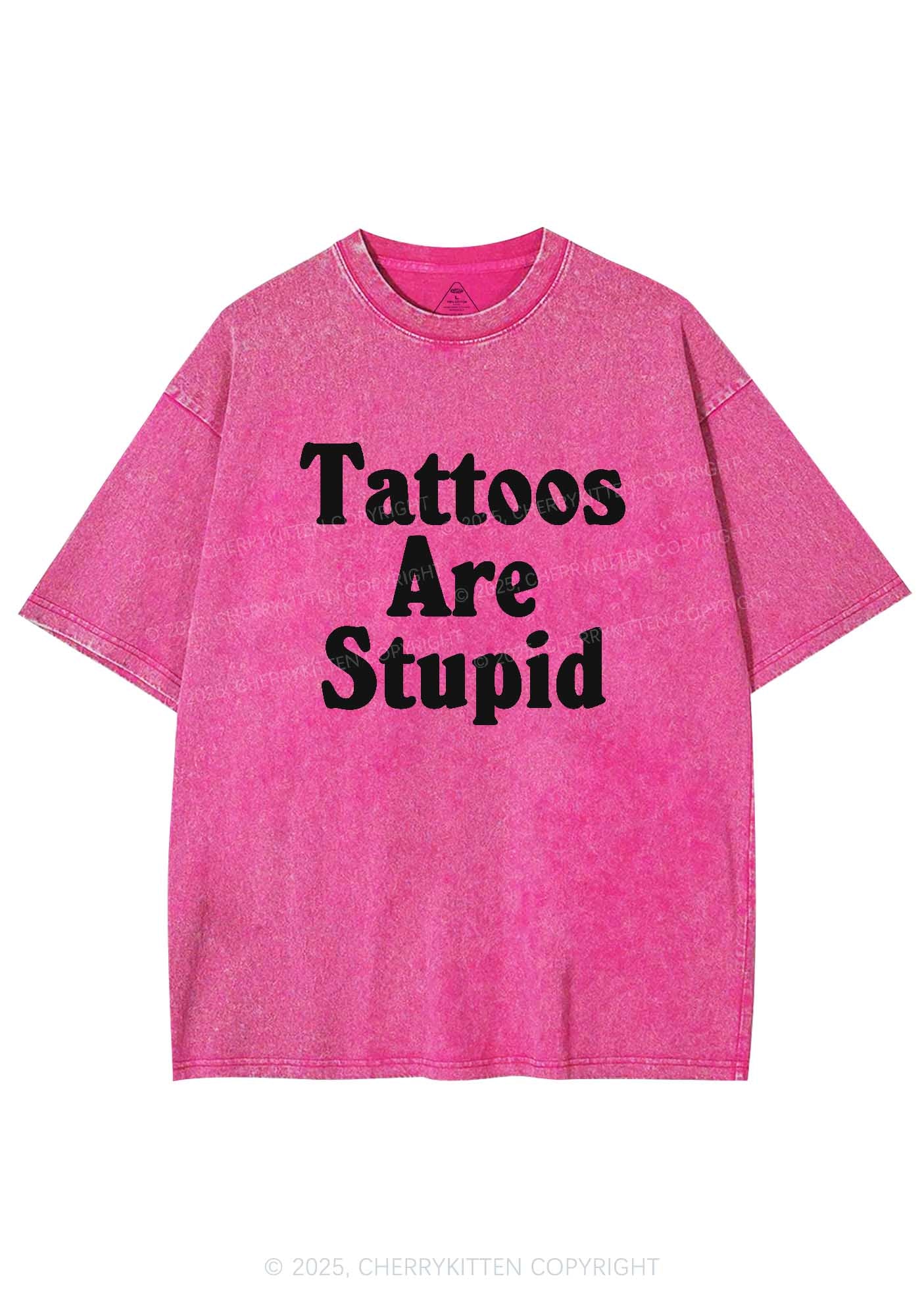 Tattoos Are Stupid Y2K Washed Tee Cherrykitten