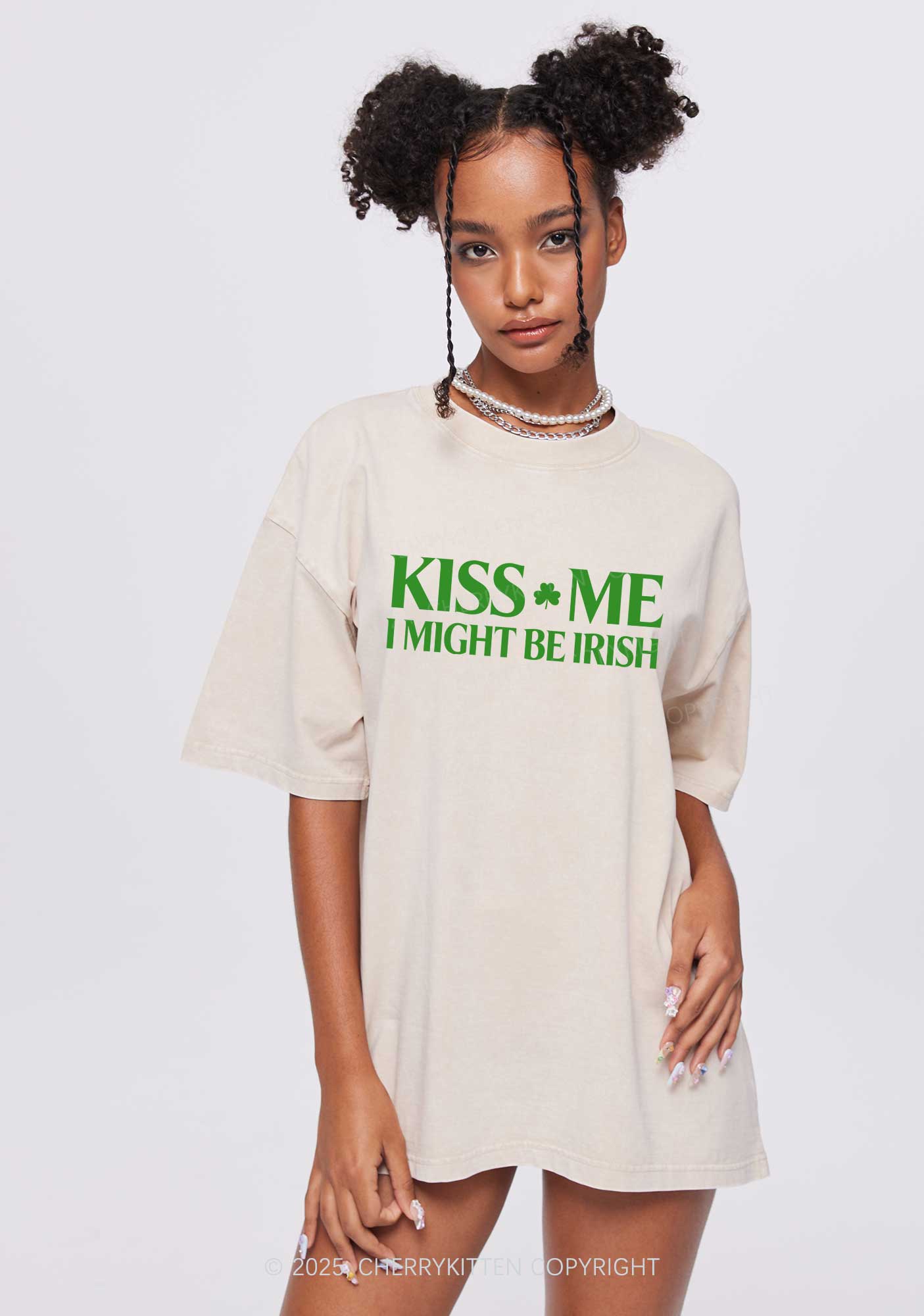 Kiss Me St Patricks Y2K Washed Tee Cherrykitten