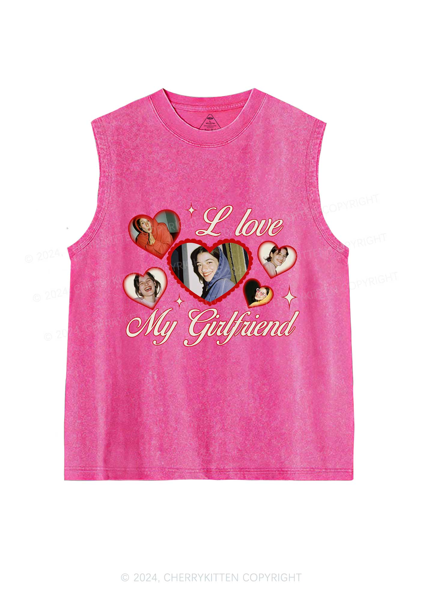 Custom Boyfriend Photos Y2K Valentine's Day Washed Tank Cherrykitten